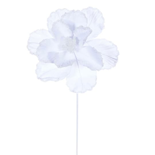 20" White Velvet Bead Trim Magnolia Stems, 3ct. By Vickerman | Michaels®